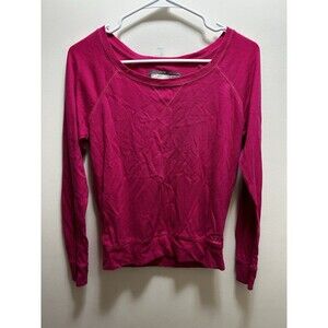 Vtg Y2K Abercrombie & Fitch Women's Small Round Neck Pink Long Sleeve Top Preppy